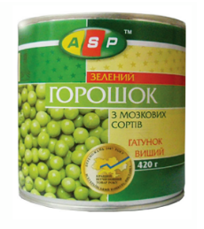 Горошок зелений ASP консервований, 420г